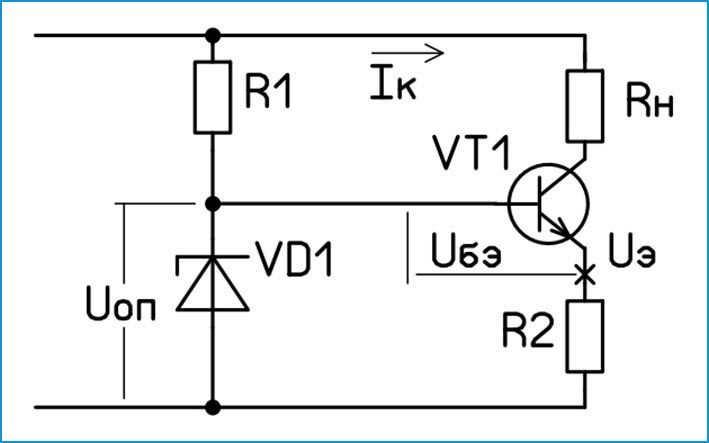  Рис. 4 Схема простого генератора (стабилизатора) тока.